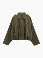 Bomberjack Dames Suede Jas met Geribbelde Boorden