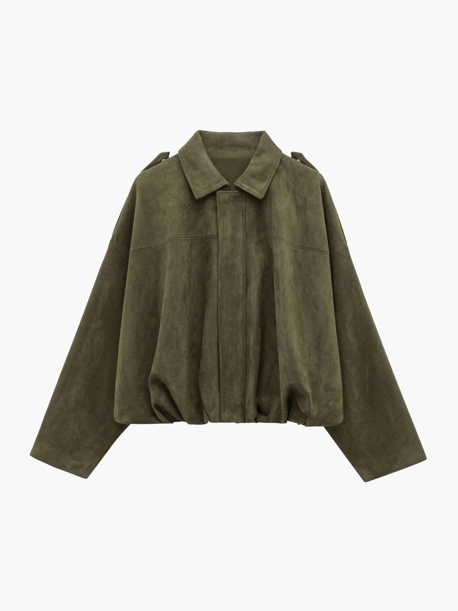 Bomberjack Dames Suede Jas met Geribbelde Boorden