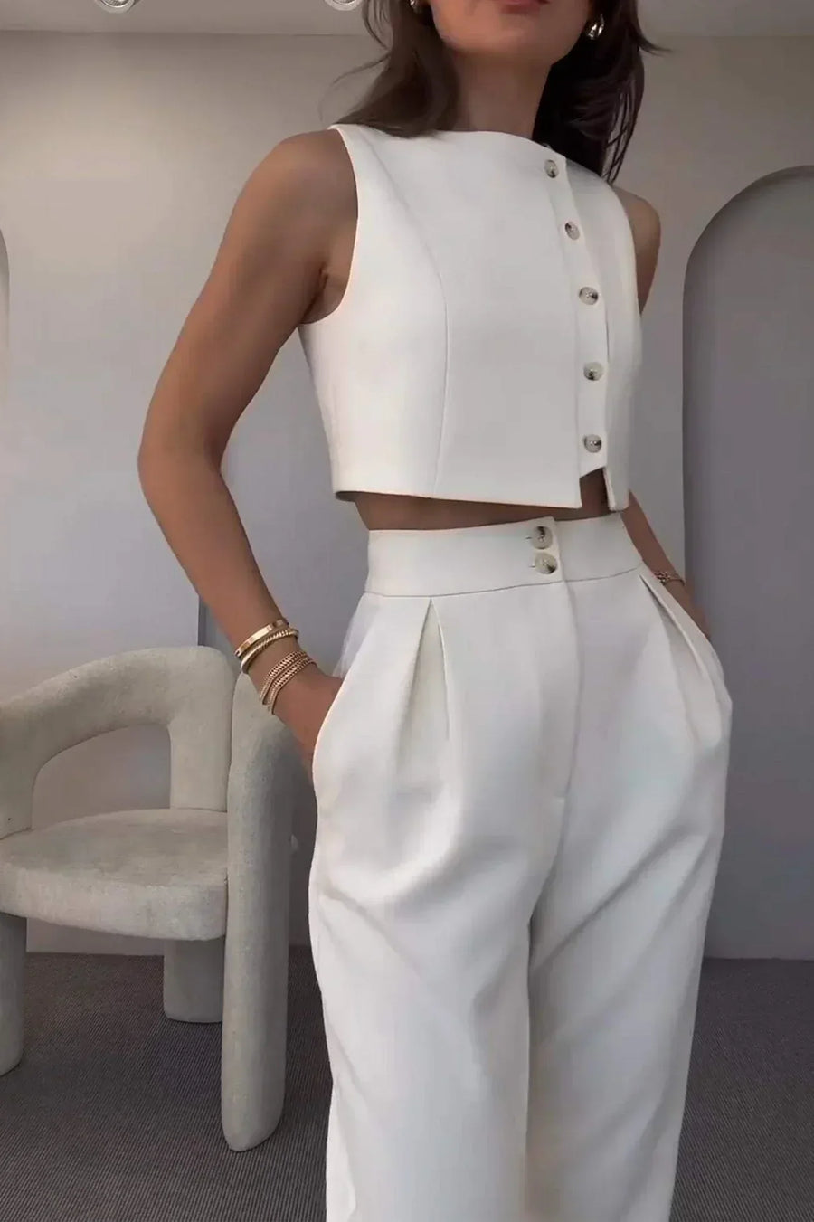 Zomer set met mouwloze top en broek Dames