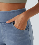 Wijde jeans met hoge taille en stretch Dames