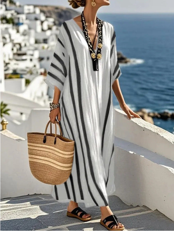 Lange Kaftan Jurk Dames Losvallend Zomer