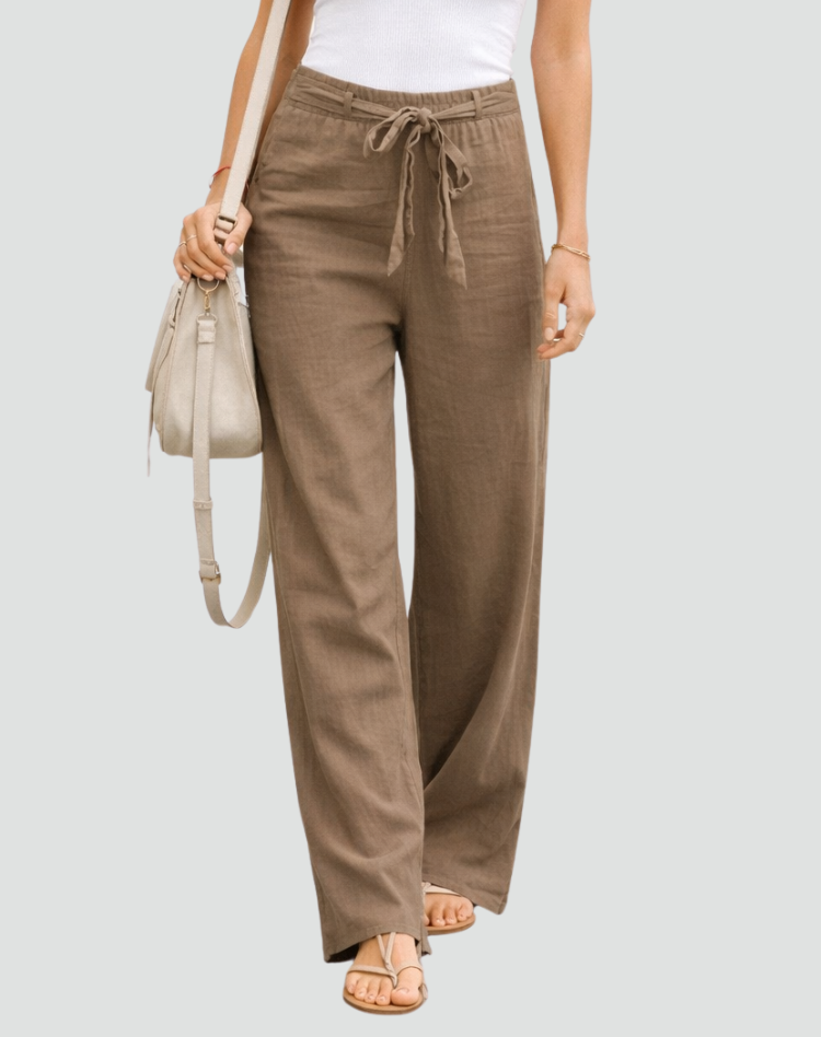 Wijde broek met elastische tailleband Dames