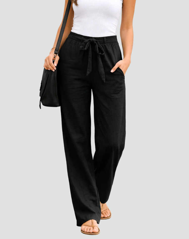 Wijde broek met elastische tailleband Dames