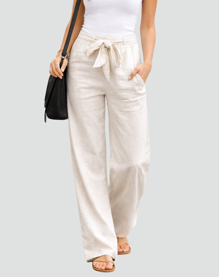 Wijde broek met elastische tailleband Dames