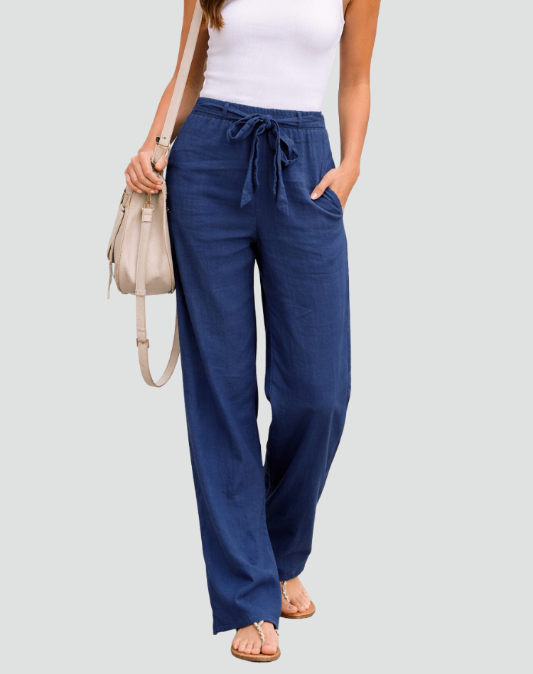 Wijde broek met elastische tailleband Dames