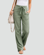 Wijde broek met elastische tailleband Dames