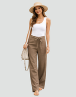 Wijde broek met elastische tailleband Dames