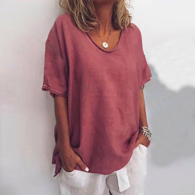 Losvallende blouse met ronde hals Dames