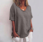 Losvallende blouse met ronde hals Dames