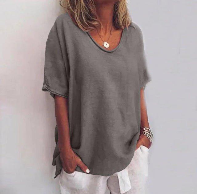 Losvallende blouse met ronde hals Dames