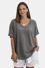 Losvallende blouse met ronde hals Dames