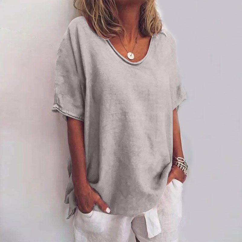 Losvallende blouse met ronde hals Dames