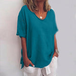 Losvallende blouse met ronde hals Dames