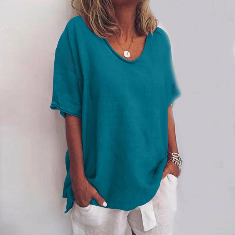 Losvallende blouse met ronde hals Dames