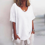 Losvallende blouse met ronde hals Dames