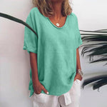 Losvallende blouse met ronde hals Dames
