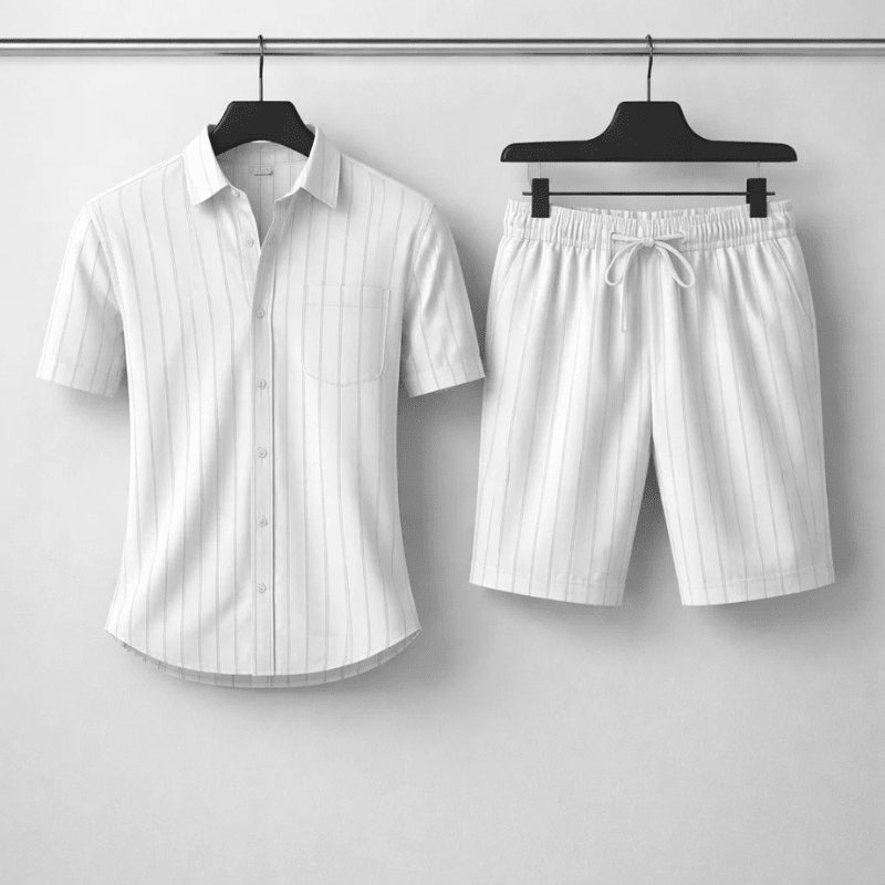 Tweedelige zomer set met shirt en shorts Heren