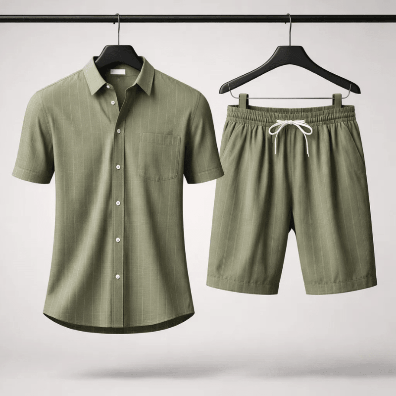 Tweedelige zomer set met shirt en shorts Heren