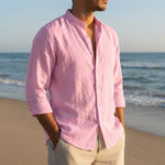 Linnen zomer shirt met knopen Heren