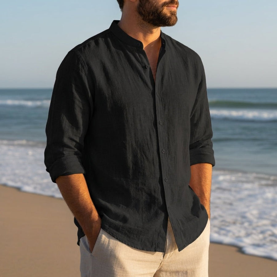 Linnen zomer shirt met knopen Heren