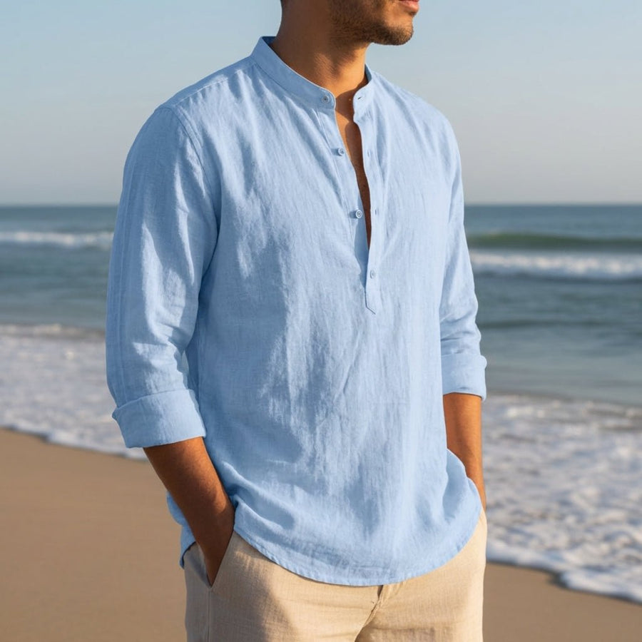 Linnen zomer shirt met knopen Heren