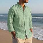 Linnen zomer shirt met knopen Heren