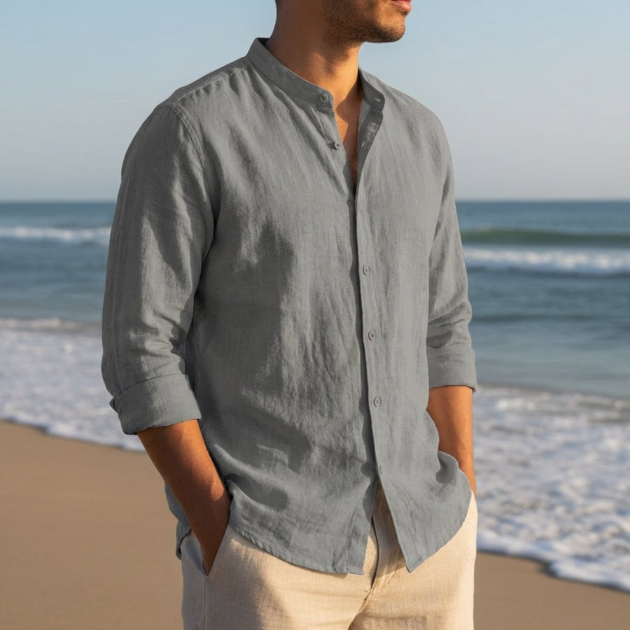 Linnen zomer shirt met knopen Heren