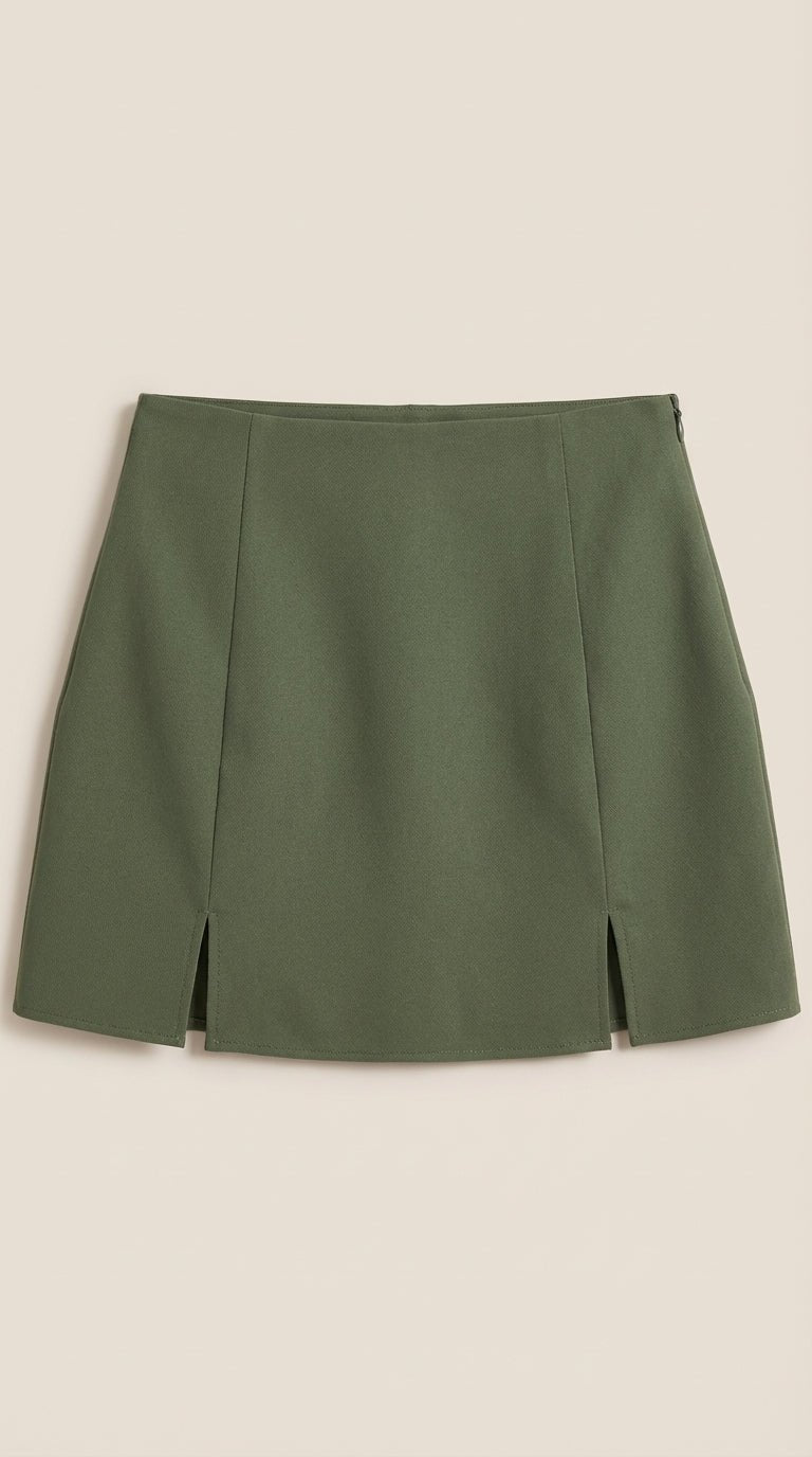 Mini rok met hoge taille en zijsplit Dames