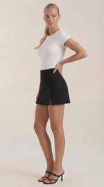 Mini rok met hoge taille en zijsplit Dames