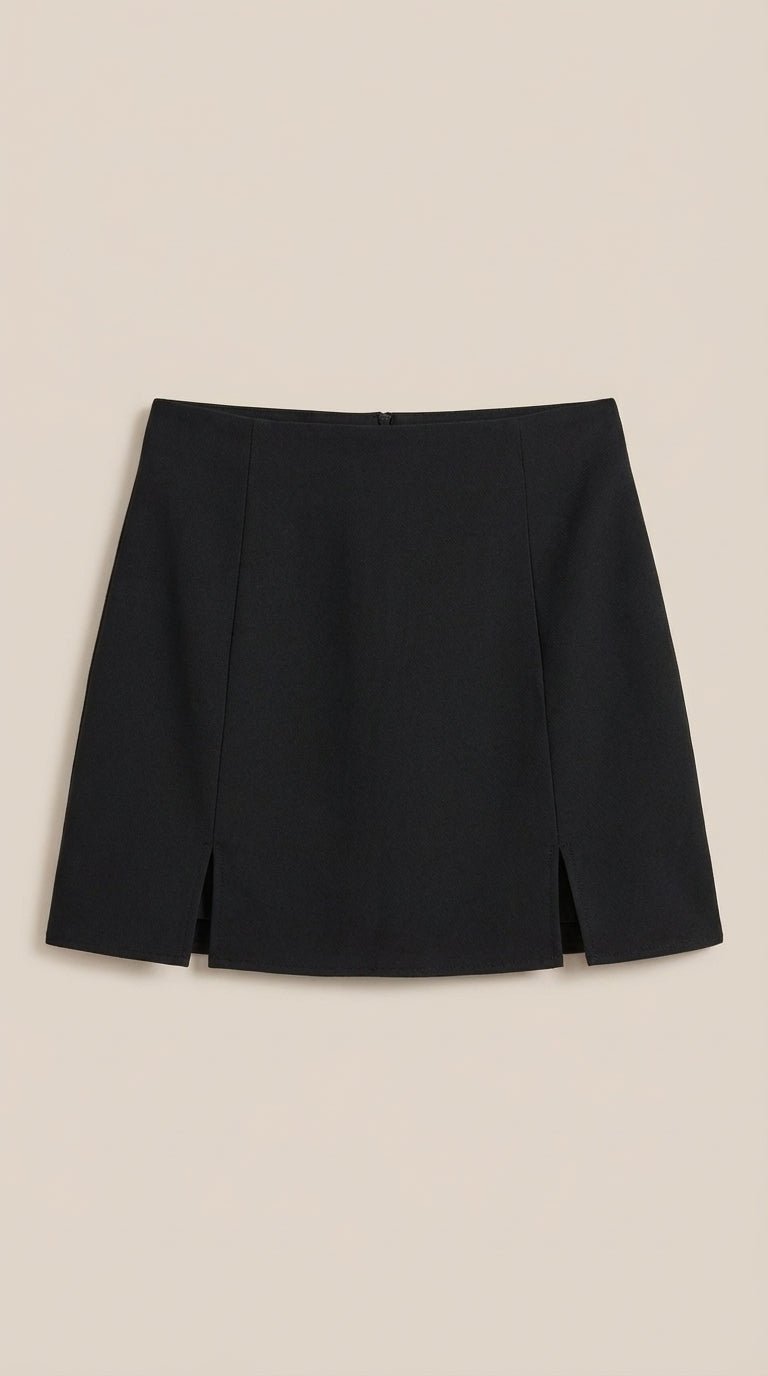 Mini rok met hoge taille en zijsplit Dames