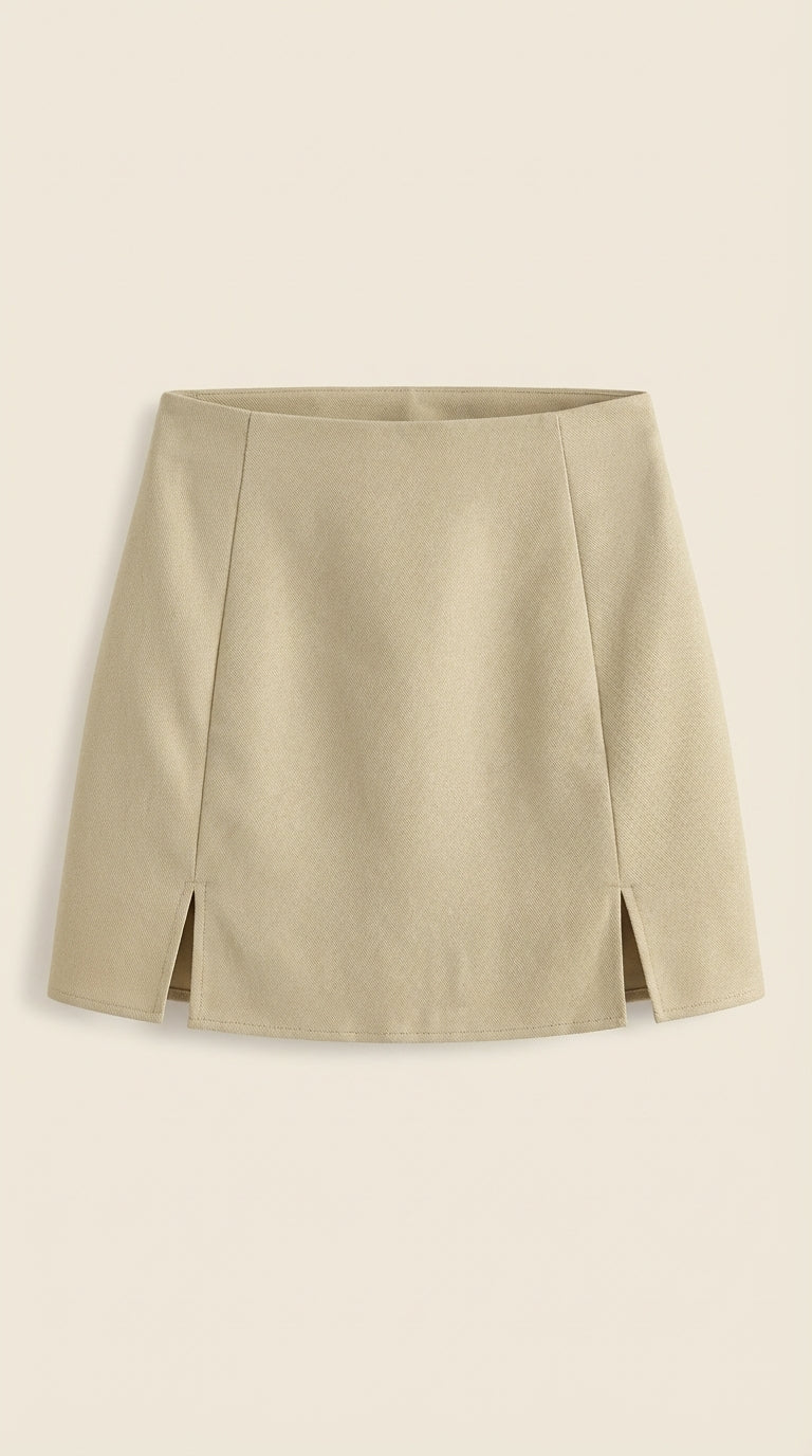 Mini rok met hoge taille en zijsplit Dames