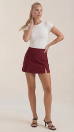 Mini rok met hoge taille en zijsplit Dames