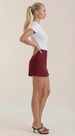 Mini rok met hoge taille en zijsplit Dames