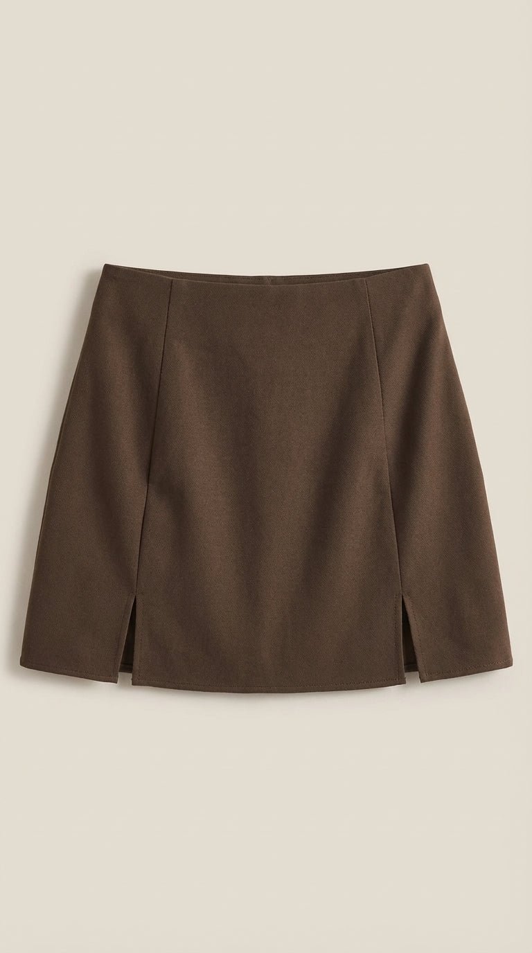 Mini rok met hoge taille en zijsplit Dames