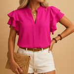 Blouse met V-hals Dames