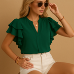 Blouse met V-hals Dames