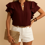 Blouse met V-hals Dames