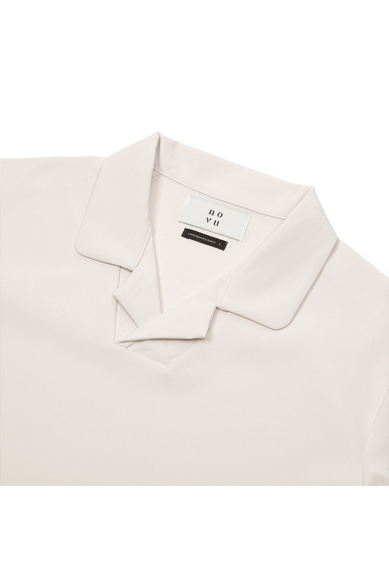 close up Beige Oxford polo katoen heren