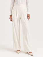 Wijde plissébroek met hoge taille Dames