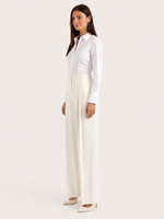 Wijde plissébroek met hoge taille Dames