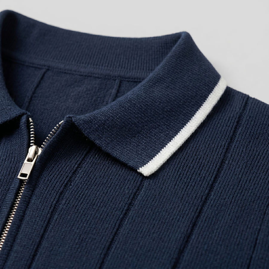 Slim fit poloshirt met rits Heren