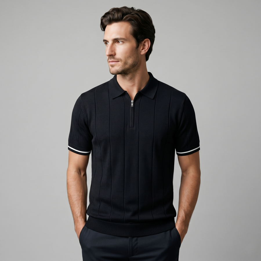 Slim fit poloshirt met rits Heren