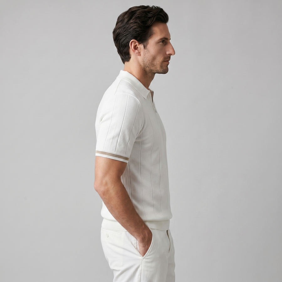 Slim fit poloshirt met rits Heren