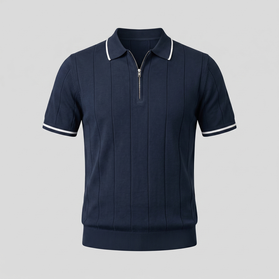 Slim fit poloshirt met rits Heren