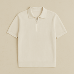 Beige polo met rits katoen heren