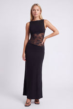 Maxi jurk met open rug en kant Dames