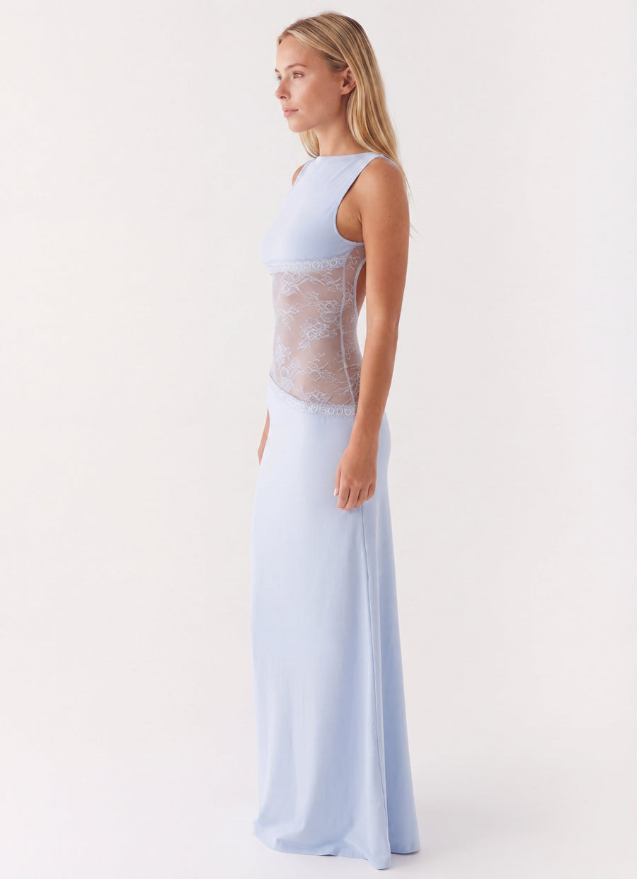 Maxi jurk met open rug en kant Dames