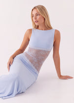 Maxi jurk met open rug en kant Dames