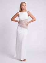 Maxi jurk met open rug en kant Dames