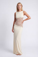 Maxi jurk met open rug en kant Dames